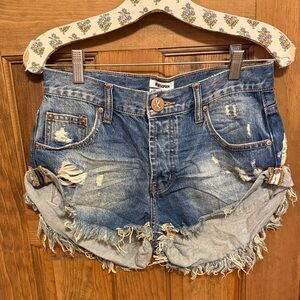 NWT One X Oneteaspoon Bandits Blue Buoy Denim Cut Off shorts